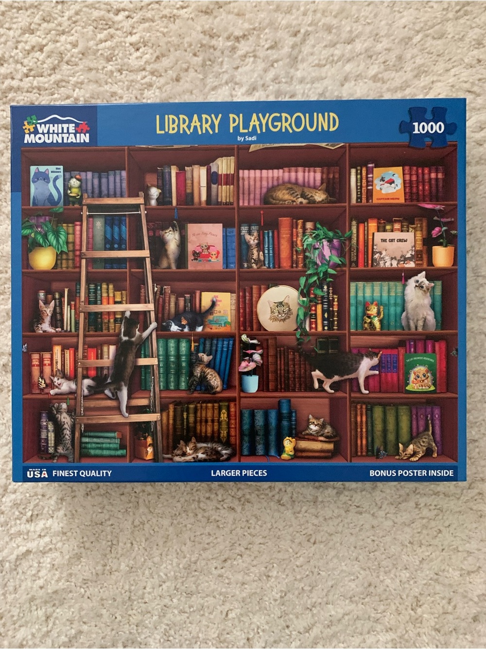 White Mountain Library Playground Puzzle - Blue Border, Multicolor Books & Cats